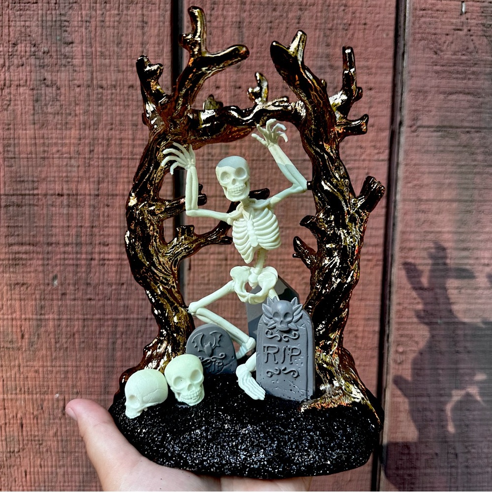 NEW Bath & Body Works Skeleton 3-Wick Candle Holder Glow In Dark
